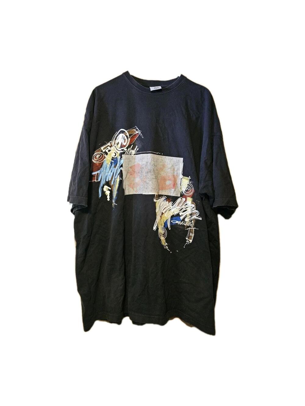 Miskeen Originals T Shirt 4XL Black Abstract Graffiti Y2K Hip Hop Streetwear Vtg